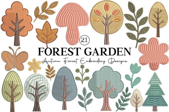 Autumn Forest Embroidery Designs for Apparel