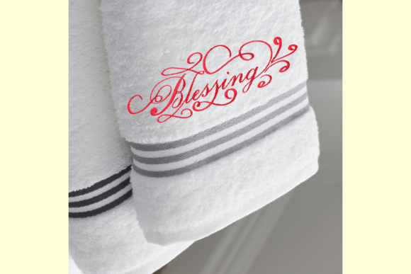 Blessing Decorative Lettering: A Stylish Embroidery Design