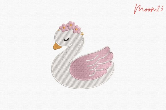 Charming Cute Swan with Flowers for Nursery
