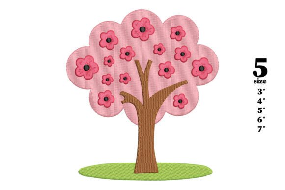 Charming Tree with Flowers for Seasonal Embroidery