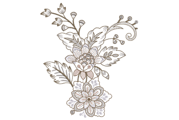 Elegant Flowers and Leaves for Holiday Embroidery