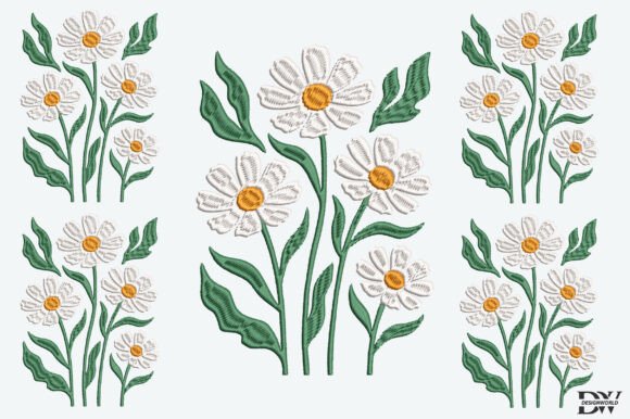 Elegant White Flowers Embroidery Design