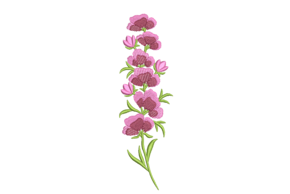 Tall Pink Flowers: A Charming Embroidery Design