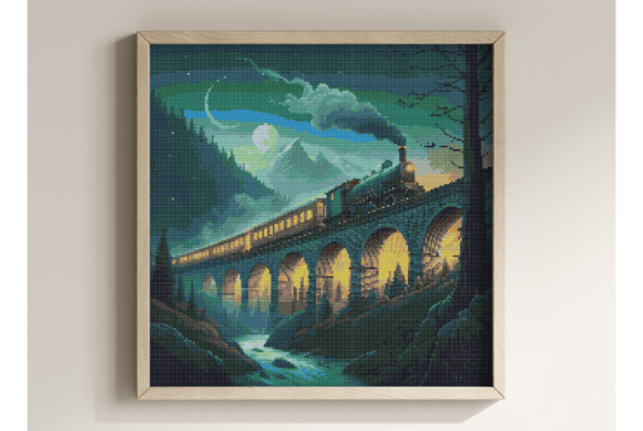 Vintage Steam Train Cross Stitch Pattern